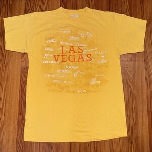Vintage Y2K Las Vegas Short Sleeve Yellow TShirt Tultex Size L